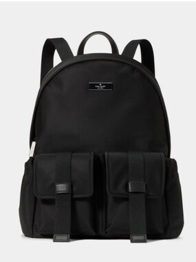 kate spade Black Nylon Backpack with Front Flap Pockets